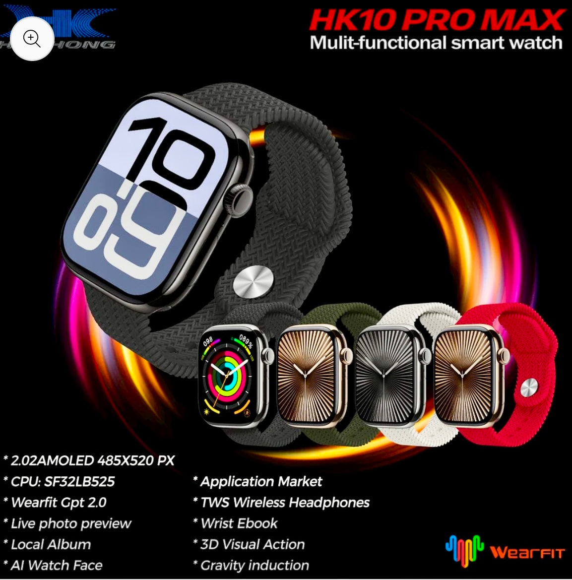 HK10 Pro Max Slim Design With Stainless Steel Finish Smart Watch {2024 Oct Edition} - Upgraded Version Of Series 10