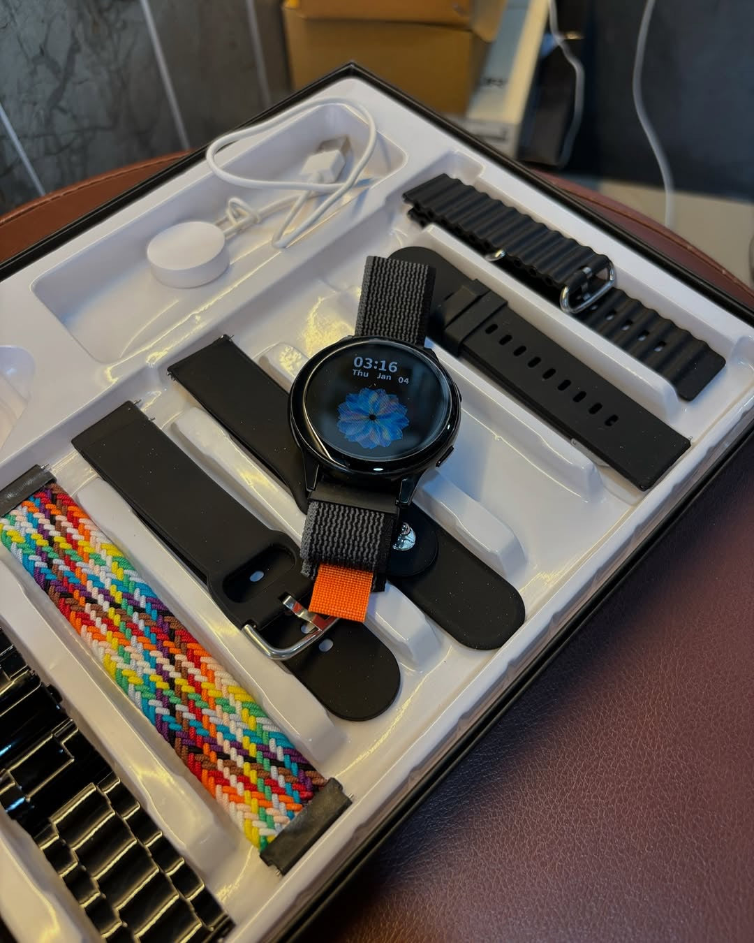 2025 Edition - Active 2 SmartWatch 7 Straps In 1 With Wireless Charging Combo Pack Set