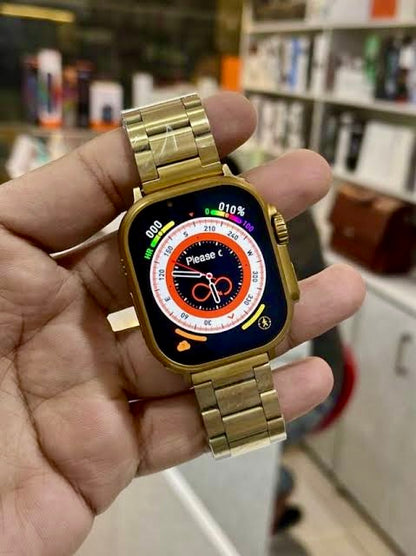 New 24K Imported Golden Ultra Series 8 Smartwatch With 2 Belts {1:1 AMOLED Like Never Before}