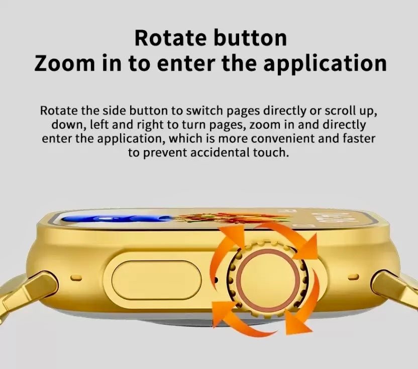 New 24K Imported Golden Ultra Series 8 Smartwatch With 2 Belts {1:1 AMOLED Like Never Before}