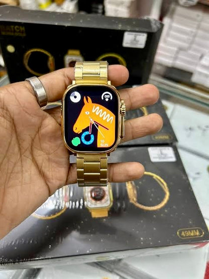 New 24K Imported Golden Ultra Series 8 Smartwatch With 2 Belts {1:1 AMOLED Like Never Before}