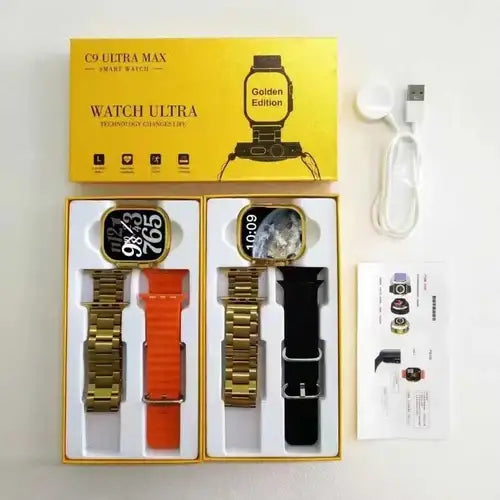 C9 Ultra 2 / C9 Ultra Max Smartwatch {24k Gold Belt Edition} {Basis Box Packing Availability}