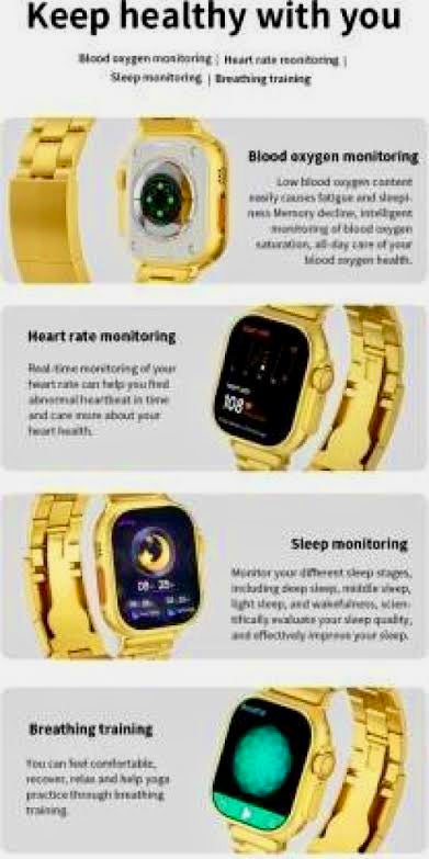 New 24K Imported Golden Ultra Series 8 Smartwatch With 2 Belts {1:1 AMOLED Like Never Before}