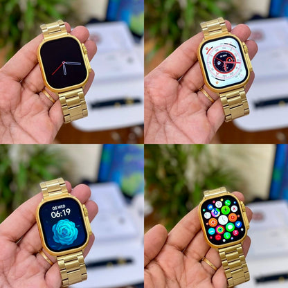 New 24K Imported Golden Ultra Series 8 Smartwatch With 2 Belts {1:1 AMOLED Like Never Before}