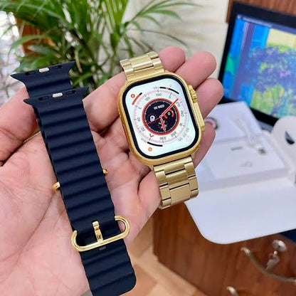 New 24K Imported Golden Ultra Series 8 Smartwatch With 2 Belts {1:1 AMOLED Like Never Before}