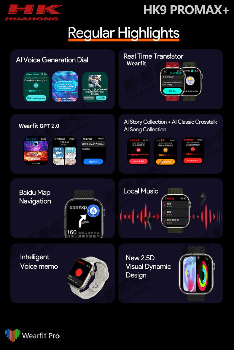 HK 9 Pro Max + Super AMOLED Display Smartwatch Inclusive Of ChatGPT⚡{2024 Model 1:1 Copy}