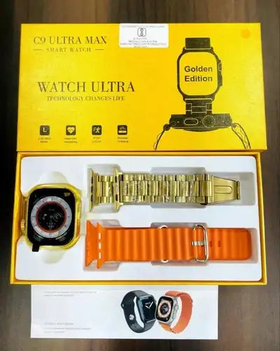 C9 Ultra 2 / C9 Ultra Max Smartwatch {24k Gold Belt Edition} {Basis Box Packing Availability}