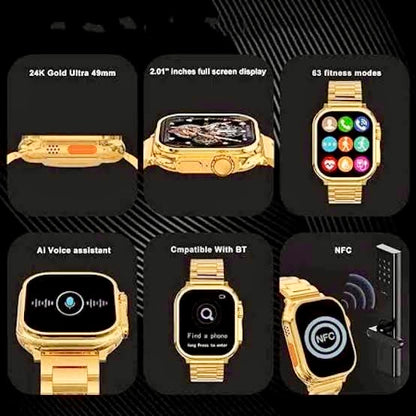 New 24K Imported Golden Ultra Series 8 Smartwatch With 2 Belts {1:1 AMOLED Like Never Before}