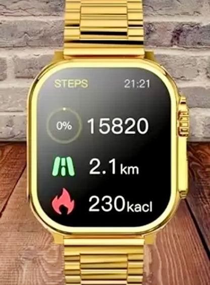 New 24K Imported Golden Ultra Series 8 Smartwatch With 2 Belts {1:1 AMOLED Like Never Before}