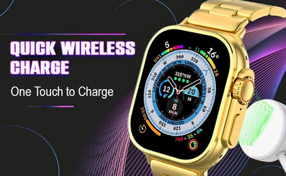 New 24K Imported Golden Ultra Series 8 Smartwatch With 2 Belts {1:1 AMOLED Like Never Before}