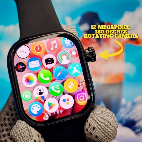 S16 Android 4G Smartwatch Super Curved AMOLED Display With 90Hz Refresh Rate, 180 Degree Telescopic Rotating 12 Mp Camera In 49 MM Ultra Look Dial