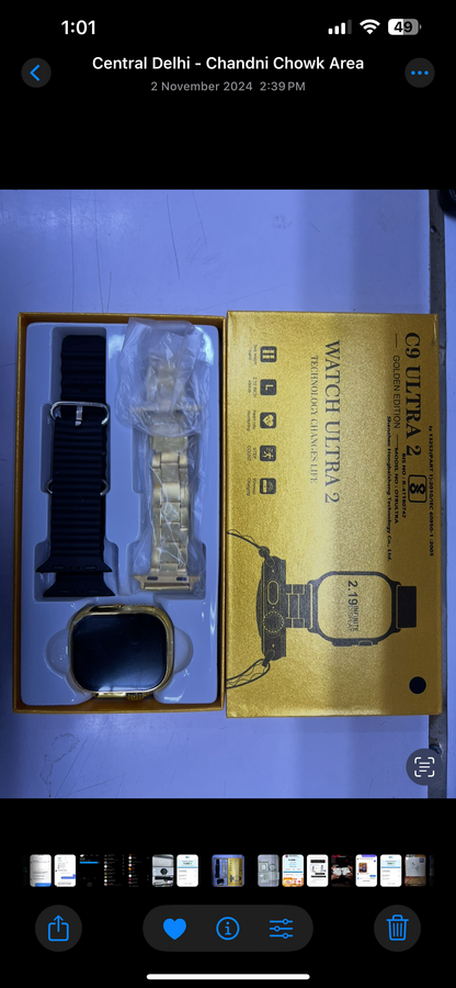C9 Ultra 2 / C9 Ultra Max Smartwatch {24k Gold Belt Edition} {Basis Box Packing Availability}
