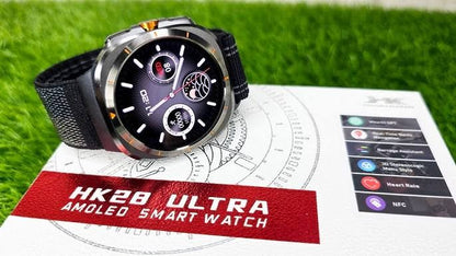Wearfit HK28 Ultra Smartwatch - 1.43" AMOLED Display, AI-Powered, Health Monitoring, ChatGPT, Bluetooth Call, Wireless Charging (Dual Strap)