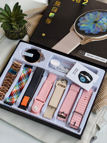 2025 Edition - Active 2 SmartWatch 7 Straps In 1 With Wireless Charging Combo Pack Set