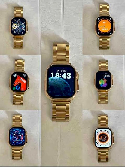 New 24K Imported Golden Ultra Series 8 Smartwatch With 2 Belts {1:1 AMOLED Like Never Before}