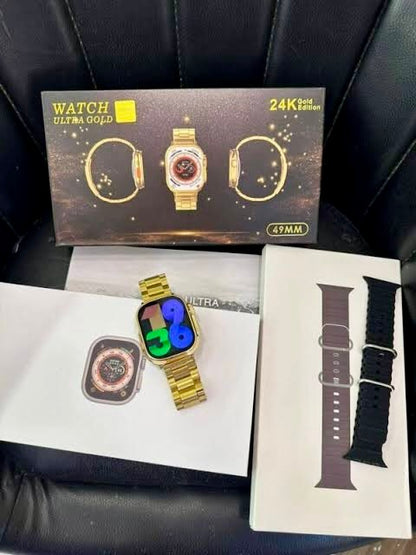 New 24K Imported Golden Ultra Series 8 Smartwatch With 2 Belts {1:1 AMOLED Like Never Before}