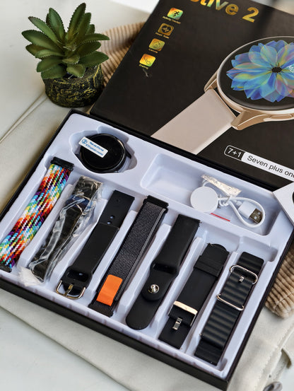 2025 Edition - Active 2 SmartWatch 7 Straps In 1 With Wireless Charging Combo Pack Set