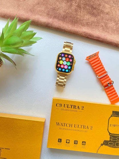 C9 Ultra 2 / C9 Ultra Max Smartwatch {24k Gold Belt Edition} {Basis Box Packing Availability}