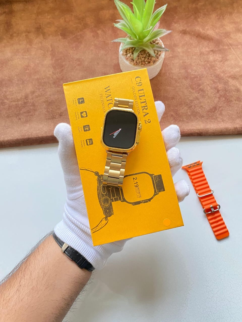 C9 Ultra 2 / C9 Ultra Max Smartwatch {24k Gold Belt Edition} {Basis Box Packing Availability}