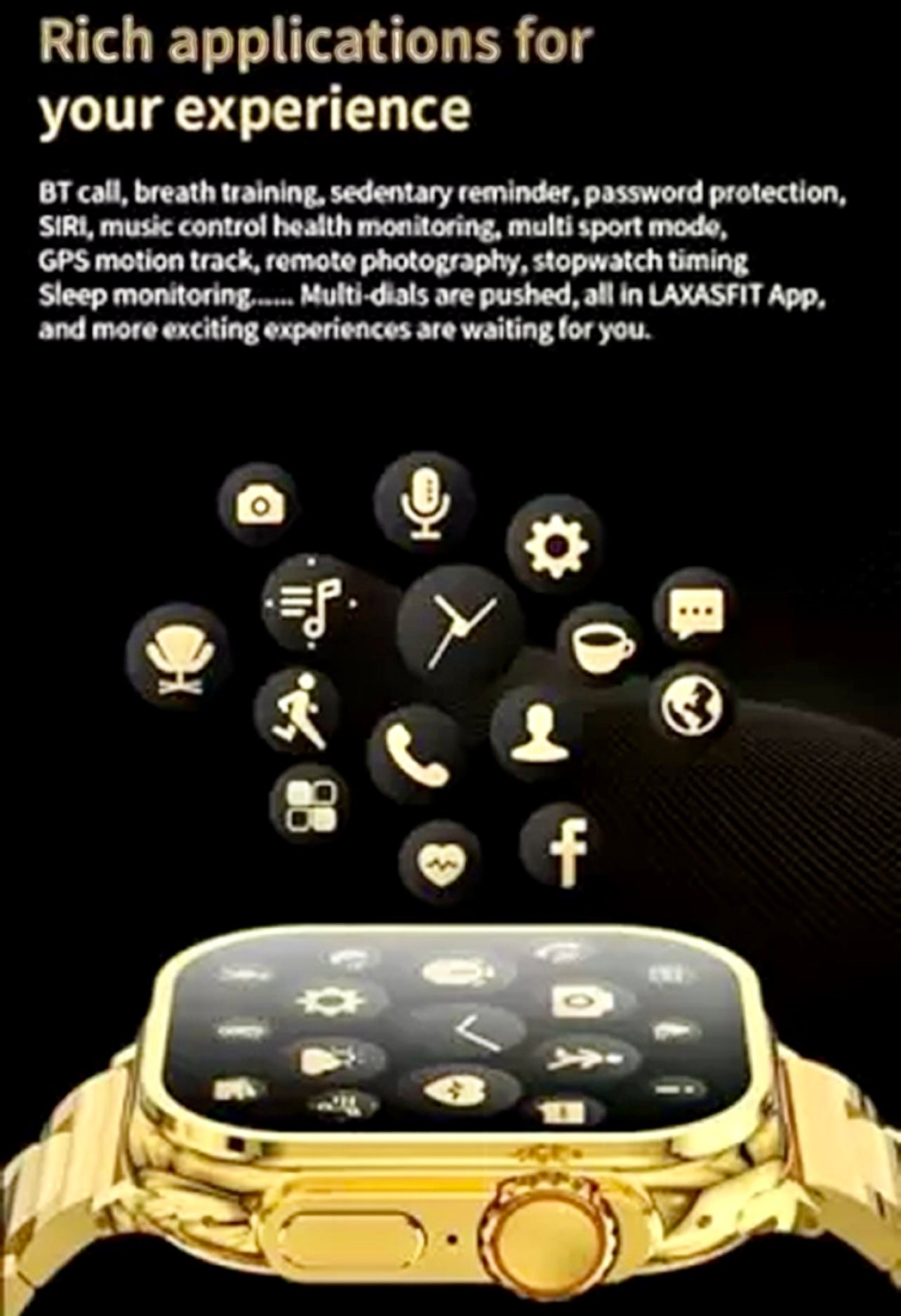New 24K Imported Golden Ultra Series 8 Smartwatch With 2 Belts {1:1 AMOLED Like Never Before}
