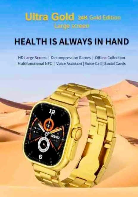 New 24K Imported Golden Ultra Series 8 Smartwatch With 2 Belts {1:1 AMOLED Like Never Before}