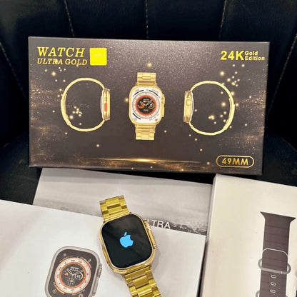 New 24K Imported Golden Ultra Series 8 Smartwatch With 2 Belts {1:1 AMOLED Like Never Before}