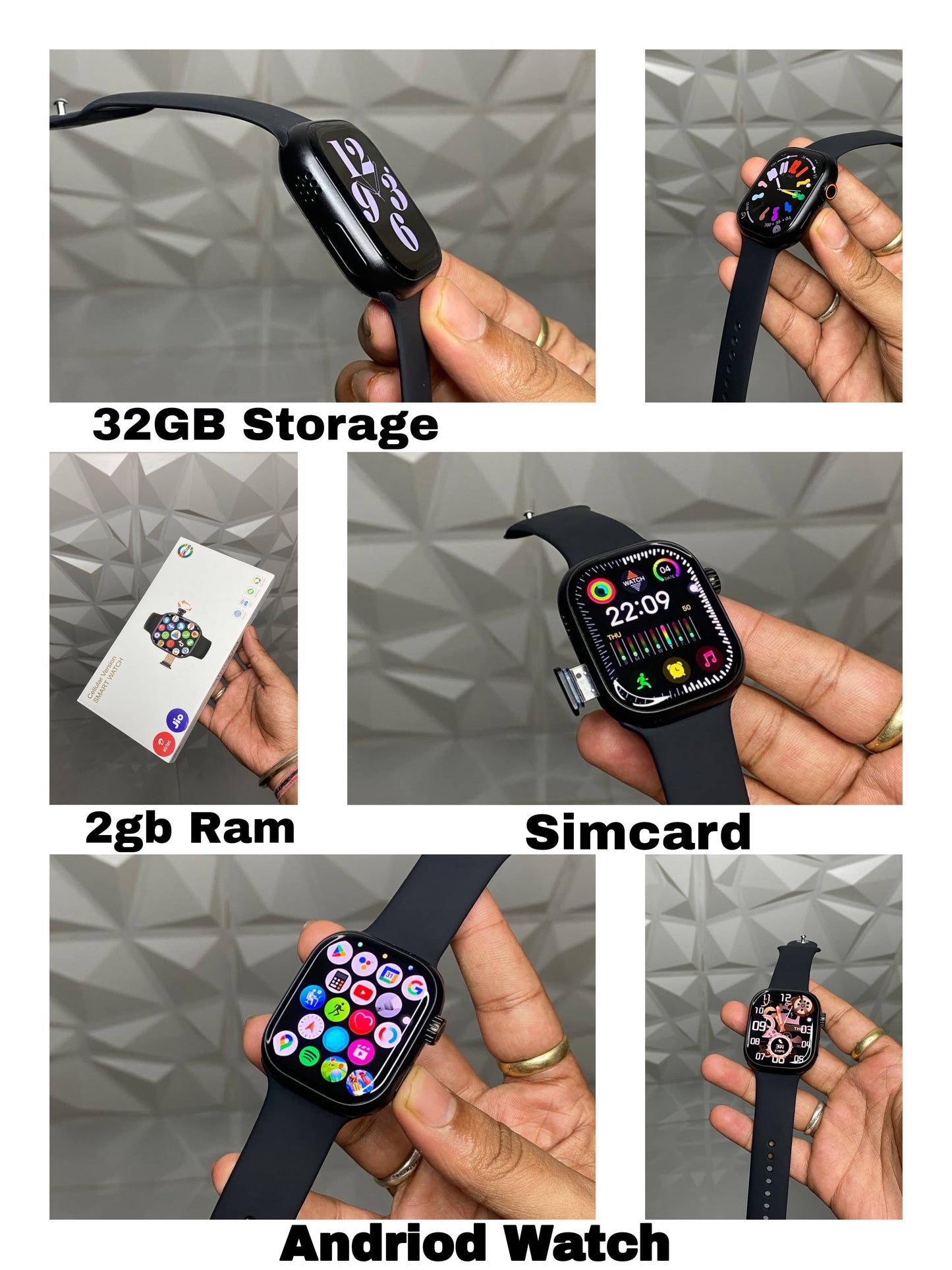 S16 Android 4G Smartwatch Super Curved AMOLED Display With 90Hz Refresh Rate, 180 Degree Telescopic Rotating 12 Mp Camera In 49 MM Ultra Look Dial