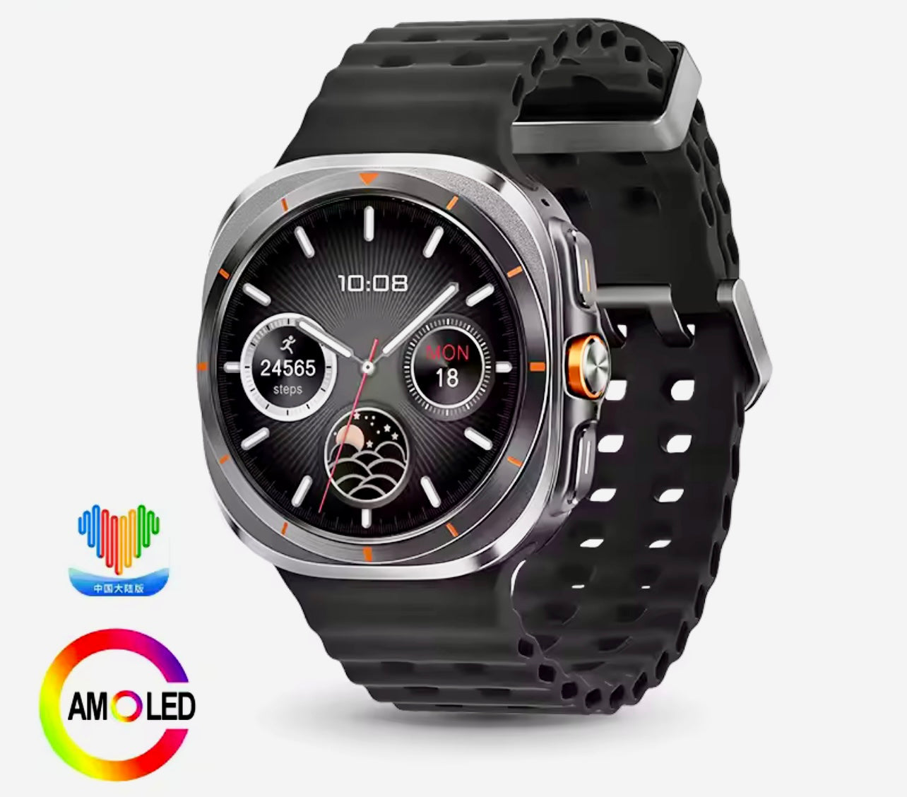 Wearfit HK28 Ultra Smartwatch - 1.43" AMOLED Display, AI-Powered, Health Monitoring, ChatGPT, Bluetooth Call, Wireless Charging (Dual Strap)