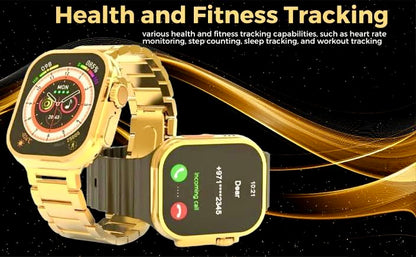 New 24K Imported Golden Ultra Series 8 Smartwatch With 2 Belts {1:1 AMOLED Like Never Before}