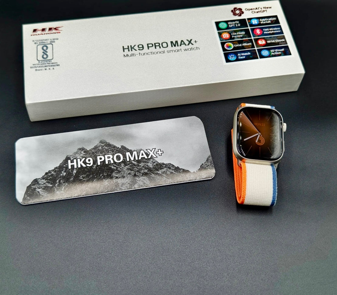 HK 9 Pro Max + Super AMOLED Display Smartwatch Inclusive Of ChatGPT⚡{2024 Model 1:1 Copy}