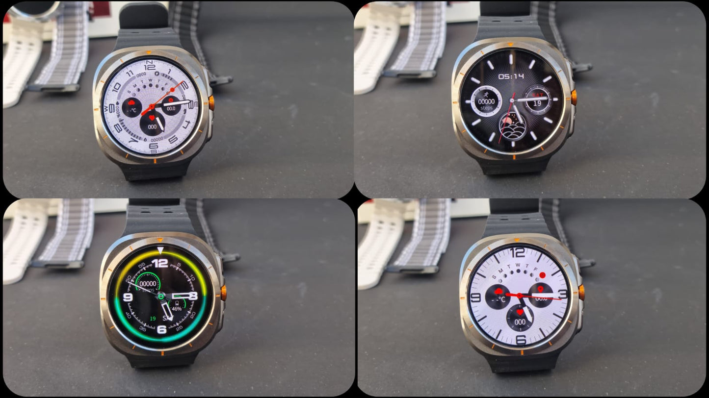 Wearfit HK28 Ultra Smartwatch - 1.43" AMOLED Display, AI-Powered, Health Monitoring, ChatGPT, Bluetooth Call, Wireless Charging (Dual Strap)