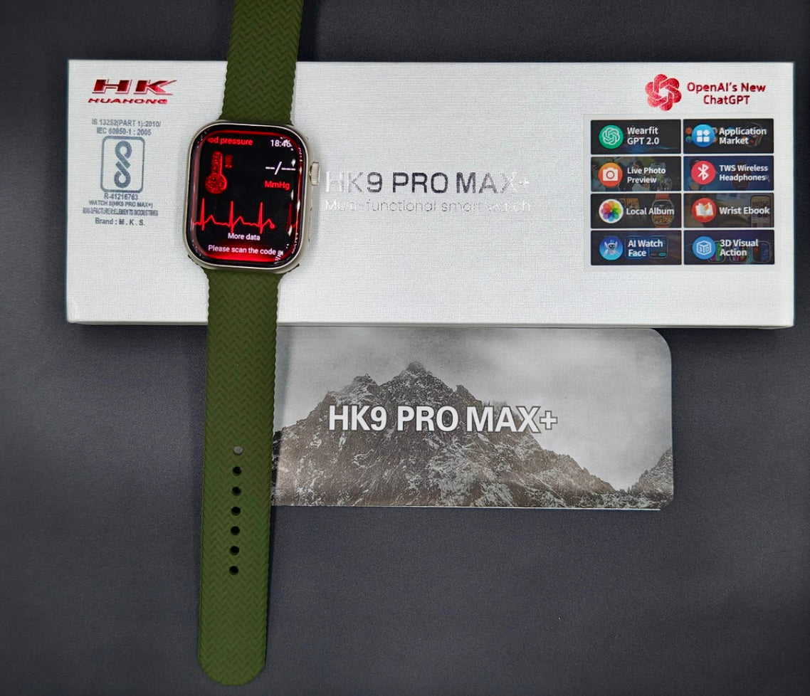 HK 9 Pro Max + Super AMOLED Display Smartwatch Inclusive Of ChatGPT⚡{2024 Model 1:1 Copy}