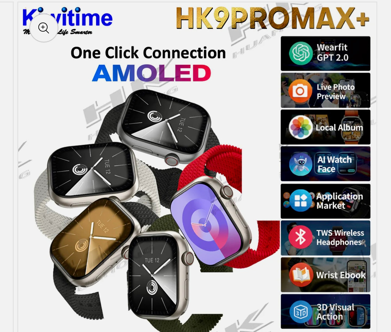 HK 9 Pro Max + Super AMOLED Display Smartwatch Inclusive Of ChatGPT⚡{2024 Model 1:1 Copy}