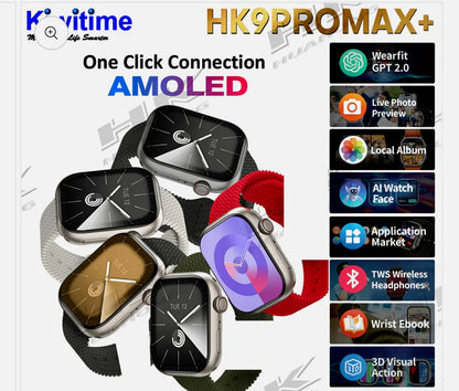 HK 9 Pro Max + Super AMOLED Display Smartwatch Inclusive Of ChatGPT⚡{2024 Model 1:1 Copy}