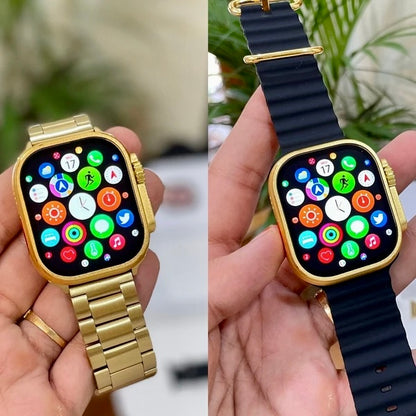 New 24K Imported Golden Ultra Series 8 Smartwatch With 2 Belts {1:1 AMOLED Like Never Before}