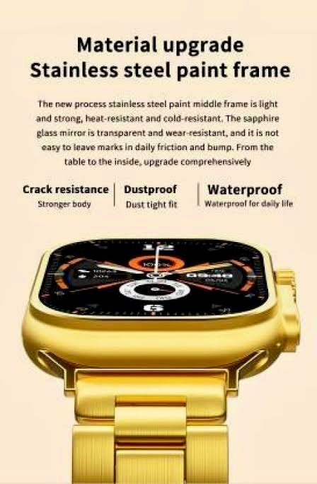 New 24K Imported Golden Ultra Series 8 Smartwatch With 2 Belts {1:1 AMOLED Like Never Before}