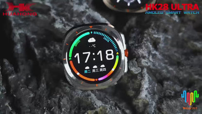 Wearfit HK28 Ultra Smartwatch - 1.43" AMOLED Display, AI-Powered, Health Monitoring, ChatGPT, Bluetooth Call, Wireless Charging (Dual Strap)